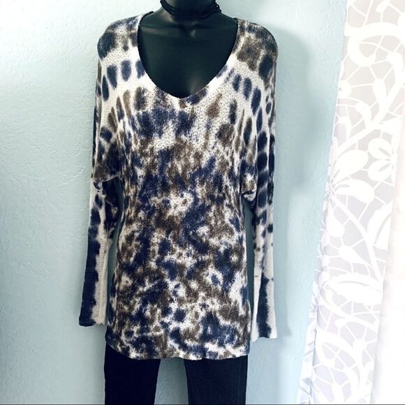 Party Sweaters - PARTY Tie Dye Knit Dolman Sleeve Tunic Sweater Size Small